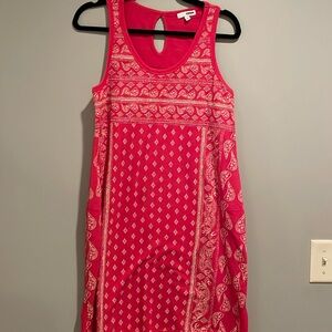 Sleeveless cotton midi dress, red
